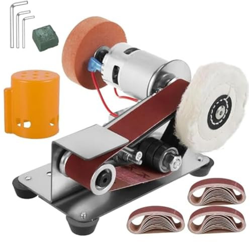 Giyofom Mini Ponceuse à Bande, Meuleuse à Bande Électrique à 15 Degrés, Affûteuse de Polissage de Couteau Électrique à 7 Vitesses Réglables, Prise Ue