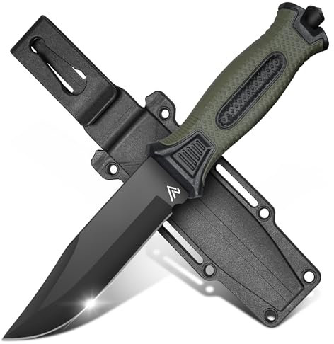 Naifu® - The Outdoor - Green - Coltello sopravvivenza a lama fissa da 11,5 cm in acciaio inossidabile - Coltello da caccia - Sopravvivenza - Bushcraft