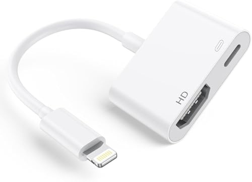 XIHAMA Adaptador Lightning a HDMI digital AV, para iPad, iPhone a HDMI, adaptador 1080P con puerto de carga Lightning compatible con modelos de iPhone, iPad y iPod y monitores de TV y proyectores