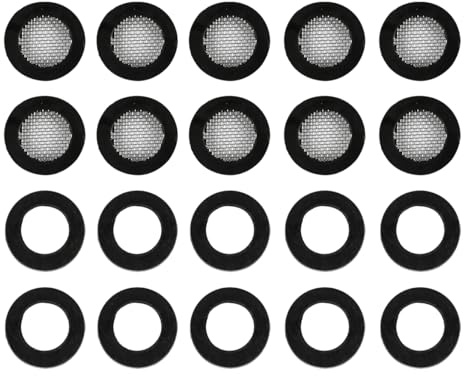 Laroal Lot de 10 joints de filtre de pommeau de douche 3/4 et 10 rondelles en caoutchouc anti-fuite pour pommeau de douche fixe 1/2/tuyau de douche à main