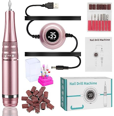 Trapano elettrico per unghie professionale 35000 giri/min, macchina per manicure, trapano elettrico per unghie, tornio per unghie portatile, set di frese per manicure elettriche, lucidatrice per