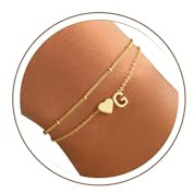 TINGN Armband Damen Gold Silber - 14K Gold Vergoldete Herz Geschichtet Armbänder Personalisierte Armband mit Buchstaben Monogramm Alphabet Armkette Damen Schmuck Geschenke für Frauen Freundin Mädchen