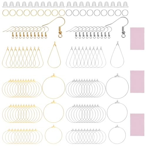 483 Stück Ohrringe Rohlinge Selber Machen Set - DIY Schmuck Selber Machen Set Creolen Edelstahl - Ohrring Piercing Offene Biegeringe Zubehör für Ohrring DIY Schmuckherstellung
