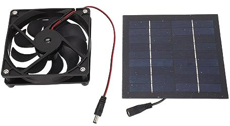 Tbest Conjunto de Ventilador de Radiador, Kit de Ventilador de Panel Solar Portátil de 50 W para Cobertizos de Invernadero, Gallinero, Casa de Mascotas, Escape de Ventana