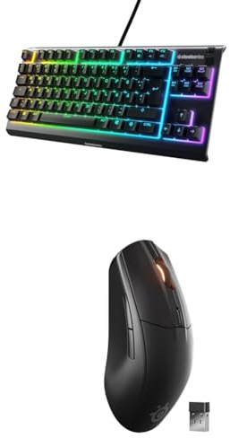 SteelSeries Apex 3 TKL - Gaming Tastatur - 8-Zonen RGB-Beleuchtung - Deutsches QWERTZ Rival 3 Wireless Gen 2 Gaming-Maus - 2,4 GHz und Bluetooth – 18K DPI TrueMove Air-Optiksensor