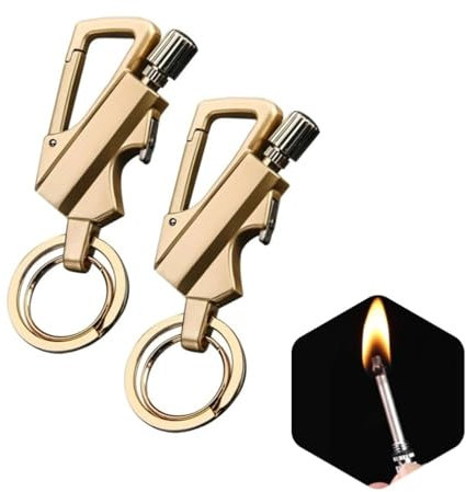 Allumettes permanentes portables avec ouvre-bouteille porte-clés en métal briquet, briquet allumette étanche réutilisable, adapté au camping et à la chasse, excellent cadeau (carburant non inclus)(2PC