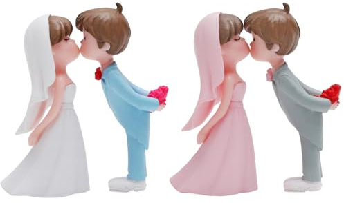 KQDRAVINE Juego de figuras decorativas para tartas de boda, 2 novios, decoración para tartas de boda y fiestas