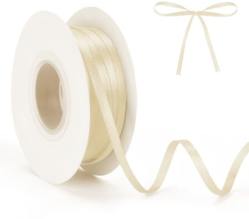 Satin crème 50m Satinband 3mm Cremeweiß Einpacken Geschenken Geschenkband Beige Dekorieren Basteln Dekoband Anlass Cremefarben für Kunsthandwerk Geschenkverpackung Haarschleifen Blumenstrauß Dekor