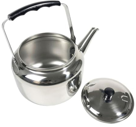 Hervidor Silbante de Acero Inoxidable 3l para Hervir Agua | Plata, Asa de Baquelita, Uso Exterior y Camping, Diseño Portátil y Ligero