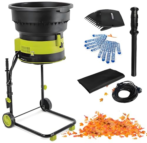 ZyKnaurral Broyeur De Feuilles électrique sans Lame, Broyeur De Feuilles De Jardin 2500 W, Broyeur De Jardin 8000 TR/Min pour Compostage des Débris De Jardin, Feuilles Et Branches 10MPowerCable
