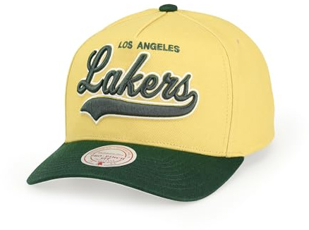 Mitchell & Ness NBA Harvest Gold Pro Crown Snapback Basecap - Los Angeles Lakers, Gelb/Grün, Einheitsgröße, verstellbar, Herren, Frauen, Kinder, Unisex, Frühling, Sommer, Herbst, Winter