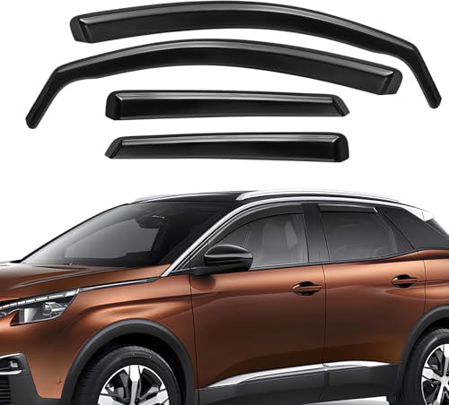 GEARCELL 4 pièces Déflecteurs de vent, pare-pluie pour vitres, compatible avec Peugeot 3008 MK2 5 portes 2017-2023, protection contre la pluie et le vent