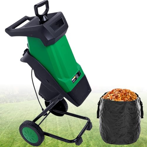 ZhlCrioxenic Elektrischer LaubhäCksler Komposter, 2400 W, Mit RäDern, 4500 U/Min, Gartenreinigungswerkzeug, Kompostiermaschine, Für Effiziente Gartenabfallentsorgung und Reinigung Green-A