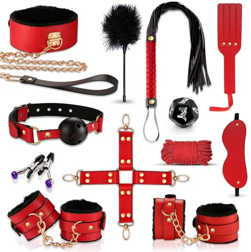 Bondage BDSM Set Sex toys Fesseln 15pcs sex toyset mit Handschellen Fußfesse Sex spielzeug für Männer Frauen und Paare