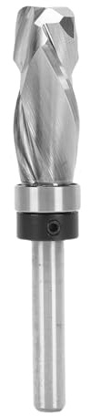 Fafeicy Broca Enrutadora de Corte Al Ras de Compresión Extra Larga con Vástago de 1/4 pulg., Acero de Tungsteno CNC, Fresa de Corte en Espiral hacia Arriba y hacia Abajo con Rodamiento