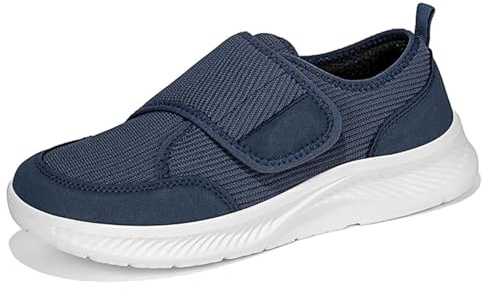 Punta Larga Scarpe Diabetici per Uomo Donna Extra Larghe per Piedi Gonfi Ortopediche Sneaker Casual con Strappo Regolabile (Nero, Adulto, 41, Numero, Sistema Taglie Calzature EU, X-Larga)