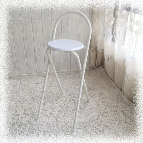 QTWLG Sedia Pieghevole Per La Casa Sgabello Pieghevole 60cm 65cm 70cm 75cm Sgabello Da Campeggio Portatile Con Schienale E Poggiapiedi Sgabelli Da Bar Pieghevoli(White,65cm)