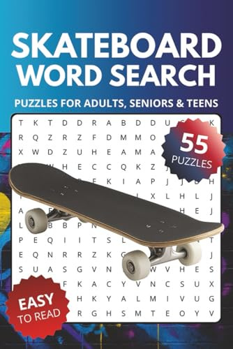 Skateboard Word Search Book: Word Searches about Skateboarding, Skate Parks & Skate Tricks | 6 x 9 inches, 110 pages, 55 Puzzles | Gift for Vacations, Holidays and Relaxing Times