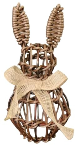 Wicker Rattan Easter Bunny Decorations Wicker Bunny Outdoor Osterhasen-Statue Frühlingshasen-Dekorationsfigur für den Außenbereich Garten Dekoration Rattan Hasen Dek Rustikale Osterdeko (A, 10*20 cm)
