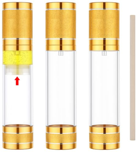 Segbeauty Airless Pump Dispensador Crema, 3 Piezas 50ml Botellas de Bomba sin Aire, Recargables, Dispensador de Crema de Loción Portátil para Viajes (Dorado)
