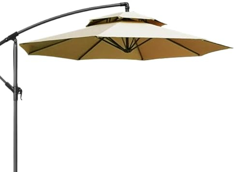 Auvent de parasol de terrasse – Dessus de ventilation à deux niveaux, polyester résistant à l'eau de 8,8 pieds, bouclier de boîtier d'accessoires haute tension Noun | Pavillon de jardin de remplacemen