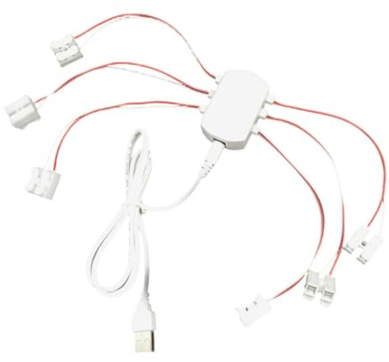MFMEXUL 5V USB Netzteil, Kabelverteiler für Miniaturbeleuchtung, Miniaturstraßenleuchten, 6 Anschlüsse