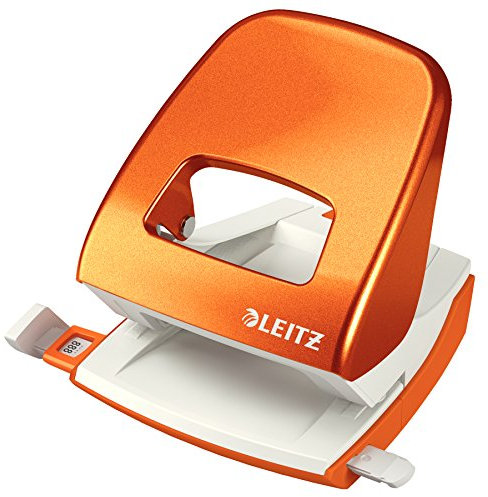 Leitz 50081044 håltagare (30 blad, anslagstavla med formatförfaranden, metall, blisterförpackning, WOW) metallisk orange