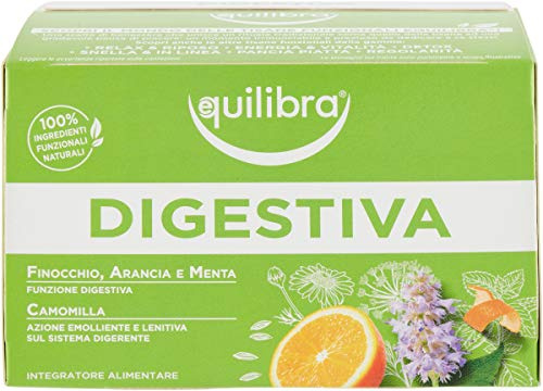 equilibra Integratori Alimentari, Tisana 100% Ingredienti Funzionali per la Funzione Digestiva, a Base di Finocchio, Anice e Menta, Materiali Riciclabili, 15 Filtri