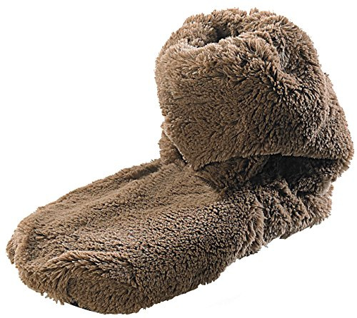 infactory Socken Mikrowelle: Aufwärmbare Flausch-Stiefel mit Leinsamen-Füllung, Größe