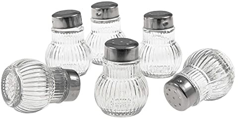 SIDCO Salzstreuer 6 x Mini Streuer Pfefferstreuer Glas Salz & Pfeffer Gewürzstreuer