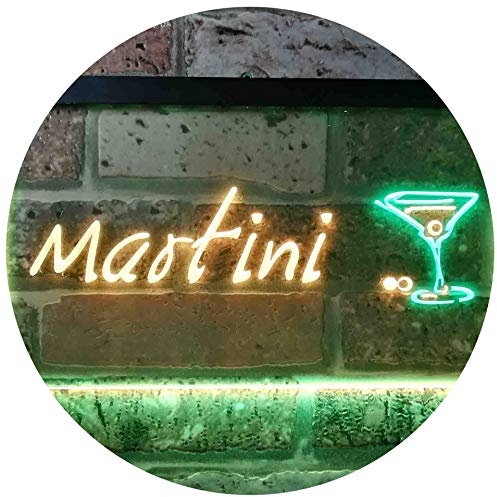 Martini Club Wine Bar Illuminated Dual Color LED Neon Sign Green & Yellow 600 x 400mm st6s64-i0551-gy