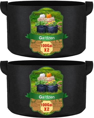 Gardzen Lot de 2 Sacs de Culture de 100 gallons, Pots en Tissu d'aération avec poignées, Pot pour Plantes