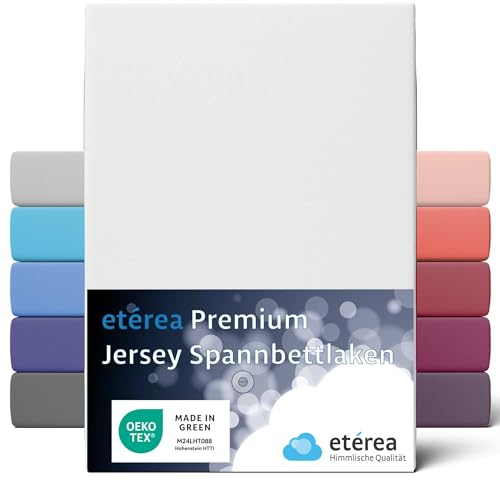 etérea Premium Spannbettlaken 180x200cm - 200x200cm Weiss – extra Jersey Spannbetttuch bis 25cm Höhe – 160 g/m² gekämmte Baumwolle – Boxspring & Normale Bettlaken