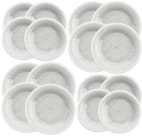 Potters Reactive Glaze - White - Melamine/Plastic/BBQ/Outdoor Dinner & Side Plate Set (16)