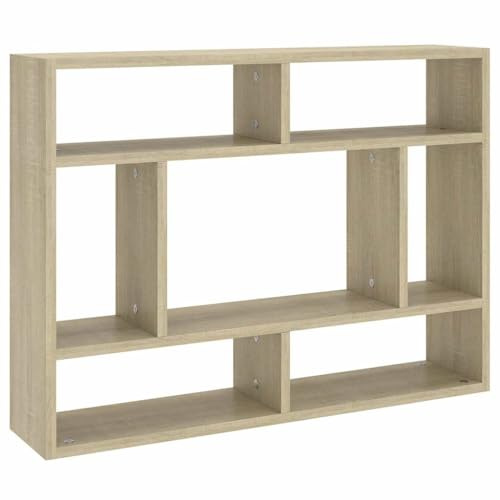 vidaXL Wandregal Bücherregal Hängeregal Schweberegal Regal Wandboard Dekoregal Wandablage Wandschrank Büroregal Sonoma-Eiche 75x16x55cm Holzwerkstoff