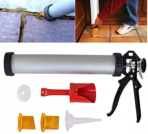 Professional Mortar Gun Brick Pointing & Tile Grouting Home Cement Caulking Applicator Handle Tool with Nozzle