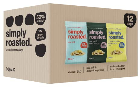 Simply Roasted - Classic Mixed | 12 x 93g Sharer Bags | Crowd Favourites | 50% Less Fat | Under 99 Calories Per Serve | Triple Cooked for the Ultimate Crunch | Gluten & Allergen-Free