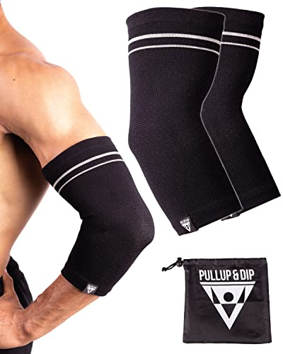 PULLUP & DIP Ellenbogen Bandagen für Damen und Herren, 1 Paar Fitness Ellenbogenbandage stabilisiert die Gelenke, rutschfeste Tennisarm Bandage, Sportbandage für Fitness, Krafttraining, Basketball