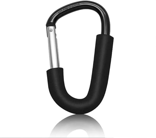 BeiLan D Shape Large Buggy Carabiner Hook,Pram Pushchair Stroller Clip,Shopping Accessories Bag Holder Hook,14cm(5.5) Black