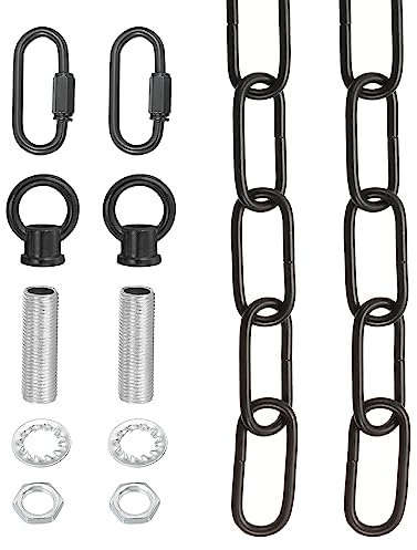 YOKIVE 1Set Lighting Chain Link, 19 Feet Metal Chandelier Chain Fixture Extension 65Lb Maximum Weight with Lock Great for Pendant Hanging Swag Light, Black
