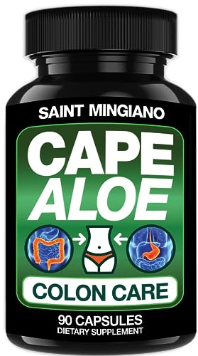 Saint Mingiano Cape Aloe Vera Capsules - Colon Cleanse, Detox & Flush - 90 Capsules. Gentle Constipation Relief and Bowel Movement Acting as Natural Herbal Laxative - Bowel Movement Digestive Health