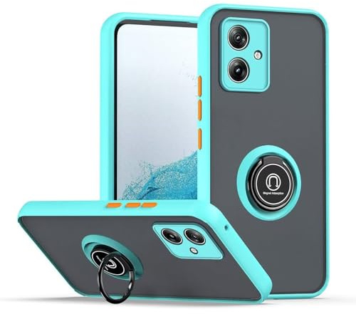 RankOne Funda para Motorola Moto g14 (6.5 Inches), Soporte de Anillo Base de Succión Magnética Carcasa para Teléfono Móvil Mate Transparente - Cielo Azul