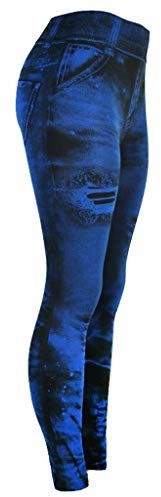 Damen Kompressionsstrumpfhose, Distressed Damen Yogahose, Damen-Leggings, hohe Taille, Bauchkontrolle, bunt, schlankmachend, Denim, Workout-Hose, Po, Lift, Skinny Hose, weich und schlank, dunkelblau,