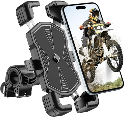 Estralia Porta Cellulare Moto, Portacellulare Bici Antivibrazione, Porta Telefono Manubrio Moto e Bici Ruotabile a 360 Supporto Telefono Staccabile Adatto per Cellulare da 5.5''-7.0''