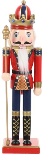 DEARMAMY Nutcracker Dolls Wood Nutcracker Soldier Christmas Figurines Garden Decor with Scepter Classic Red s Lollipop Xmas Ornament Dining Table