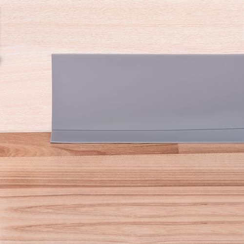 sourcing map Weichsockelleiste Selbstklebend 100x25 mm 18 Meter PVC | Abschlussleiste Sockelleiste für Küche Badezimmer, Flexible Knickleiste Zuschneidbar, Grau