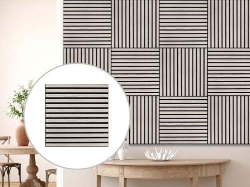 HPFloor Akustikpaneele Dekor Wandpaneele | für Flur Wohnzimmer Innenwanddekoration in Holzoptik Wandverkleidung | geölt | Quadratisch | 60 x 60 cm | 21 mm stark | 4er-Set | schwarzer Filz | Grey Oak