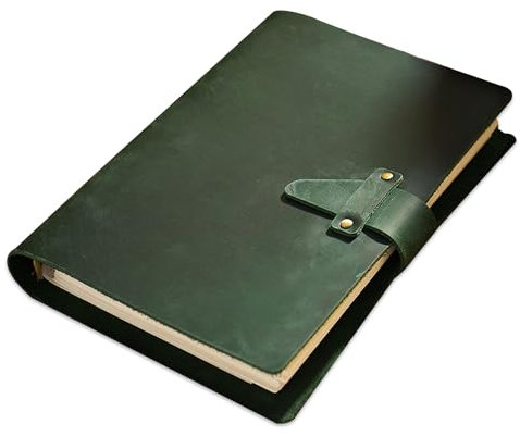 KISSKI·H Olvido Reise-Notizbuch aus Leder, A5, mit Lederknopf, 6-Ringbuch, Tagebuch mit liniertem, nachfüllbarem Planer, Organizer für Damen/Herren, Geschenk für Geschäftsgeschenk/persönliches