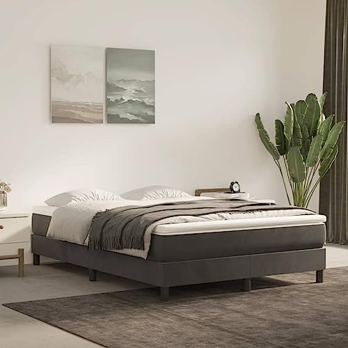 prissent Boxspringbett 140x200 cm Samt Bettrahmen Bett Boxspring Mit Lattenrost Betten Bettgestell Bed Frames Betten Boxspring Hohes Bett GäStebett Vintage Bett Dunkelgrau