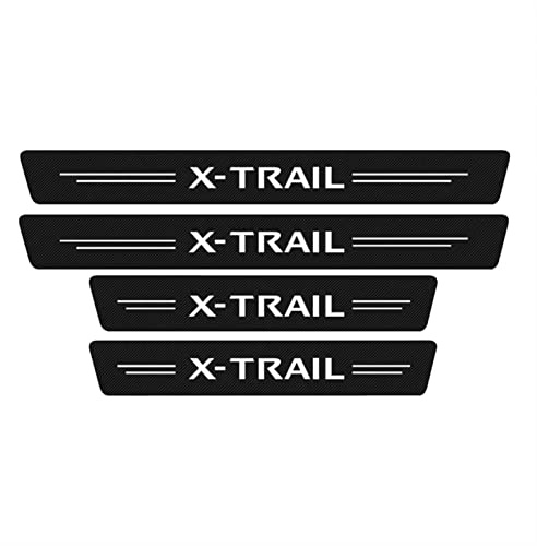 Symilov 4 Piezas Fibra Carbono Protector Umbral Puerta Coche para NIS-San Xtrail X Trail T30 T31 T32 2021-2001,Accesorios de Decoración para Estribos de Umbral de Puerta de Coche Antiarañazos,Black